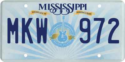 MS license plate MKW972
