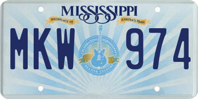 MS license plate MKW974