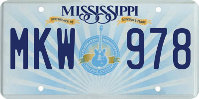 MS license plate MKW978
