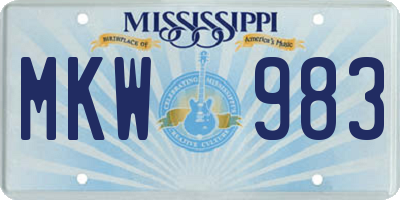 MS license plate MKW983