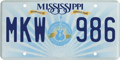MS license plate MKW986
