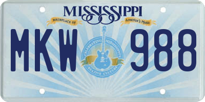 MS license plate MKW988