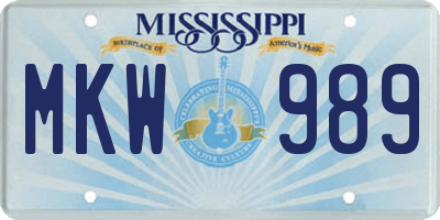 MS license plate MKW989