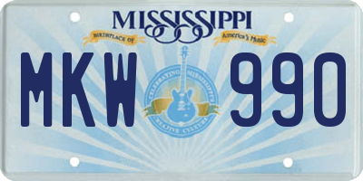 MS license plate MKW990