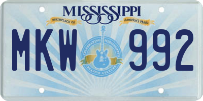 MS license plate MKW992