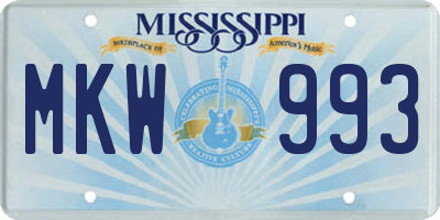MS license plate MKW993