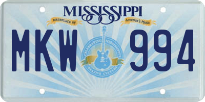 MS license plate MKW994