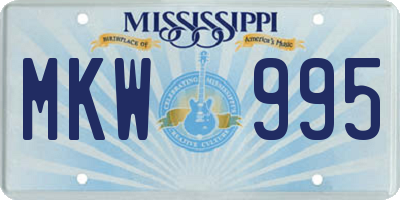 MS license plate MKW995