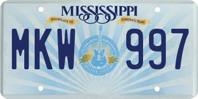 MS license plate MKW997