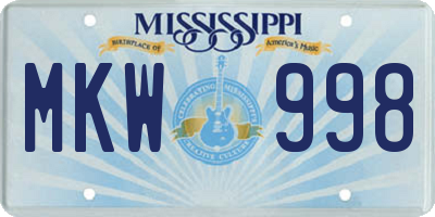 MS license plate MKW998