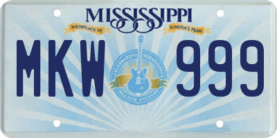 MS license plate MKW999
