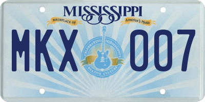 MS license plate MKX007