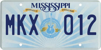 MS license plate MKX012