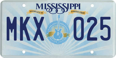 MS license plate MKX025