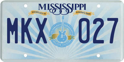 MS license plate MKX027