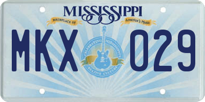MS license plate MKX029