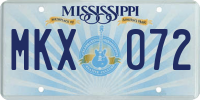 MS license plate MKX072