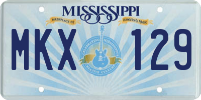 MS license plate MKX129