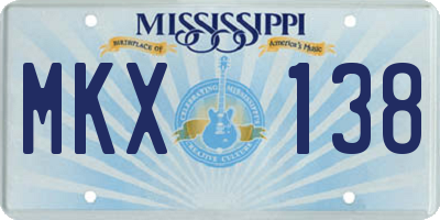 MS license plate MKX138
