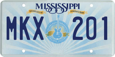 MS license plate MKX201