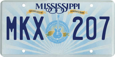 MS license plate MKX207