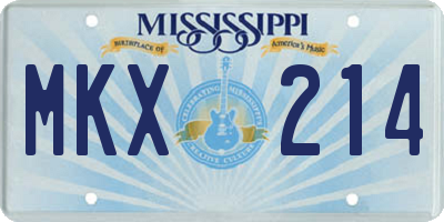 MS license plate MKX214
