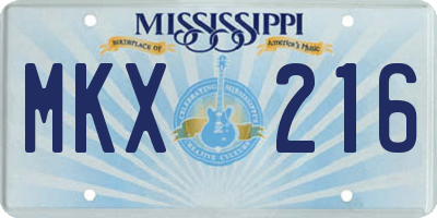 MS license plate MKX216