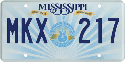 MS license plate MKX217