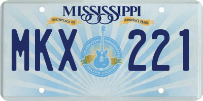 MS license plate MKX221