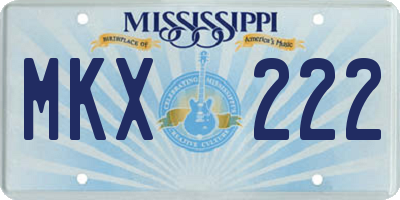 MS license plate MKX222