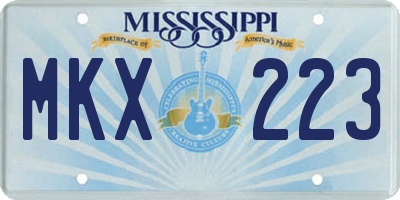 MS license plate MKX223