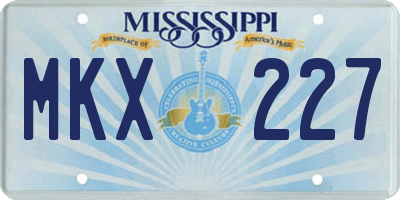 MS license plate MKX227