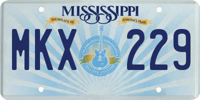 MS license plate MKX229