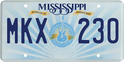 MS license plate MKX230