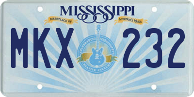 MS license plate MKX232