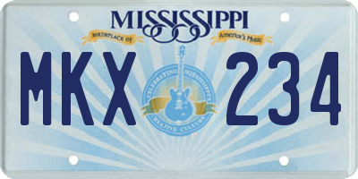 MS license plate MKX234
