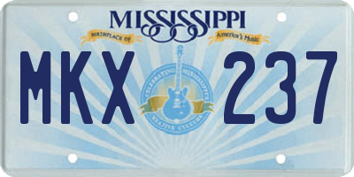 MS license plate MKX237