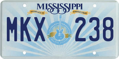 MS license plate MKX238