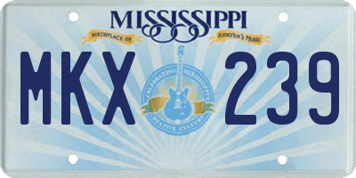 MS license plate MKX239