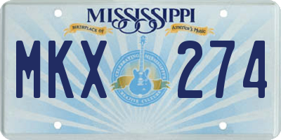 MS license plate MKX274