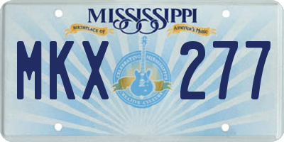 MS license plate MKX277