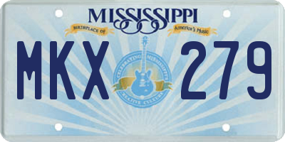 MS license plate MKX279
