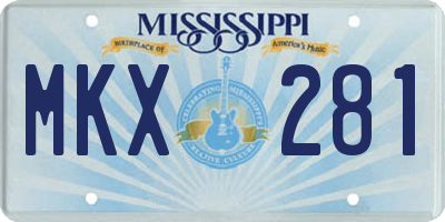 MS license plate MKX281