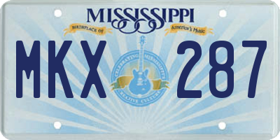 MS license plate MKX287