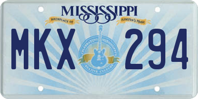 MS license plate MKX294