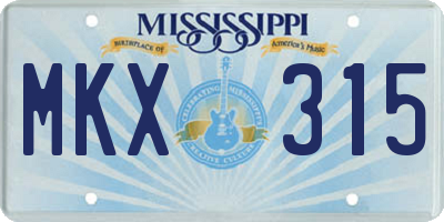 MS license plate MKX315