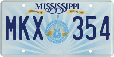MS license plate MKX354