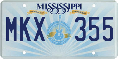 MS license plate MKX355