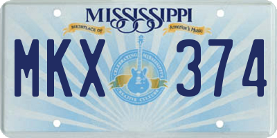 MS license plate MKX374
