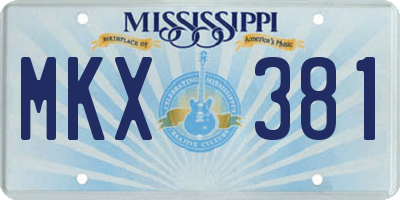 MS license plate MKX381